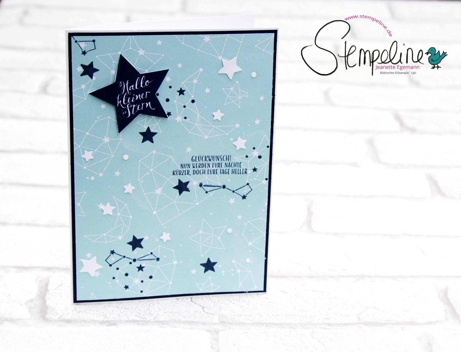 Babykarte Sternstunden zur Geburt eines Jungen mit Stampin‘ Up!