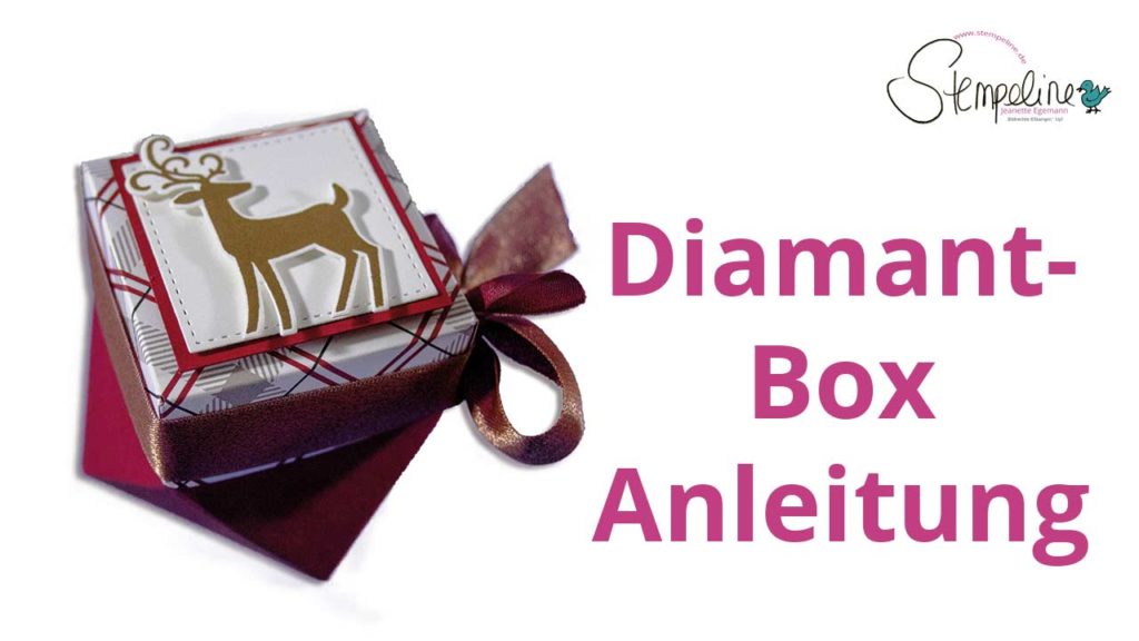 Weihnachtliche Diamant-Box mit dem Stanz- und Falzbrett für Geschenktüten