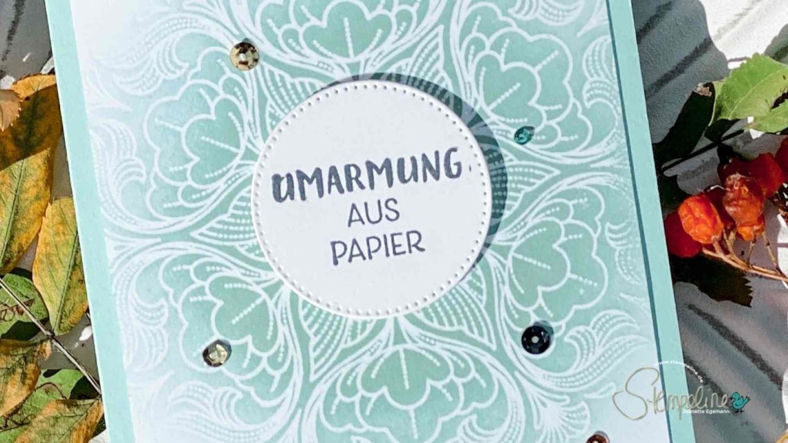 Vorschaubild von Grußkarte mit Hintergrundstempel Pretty Medallion