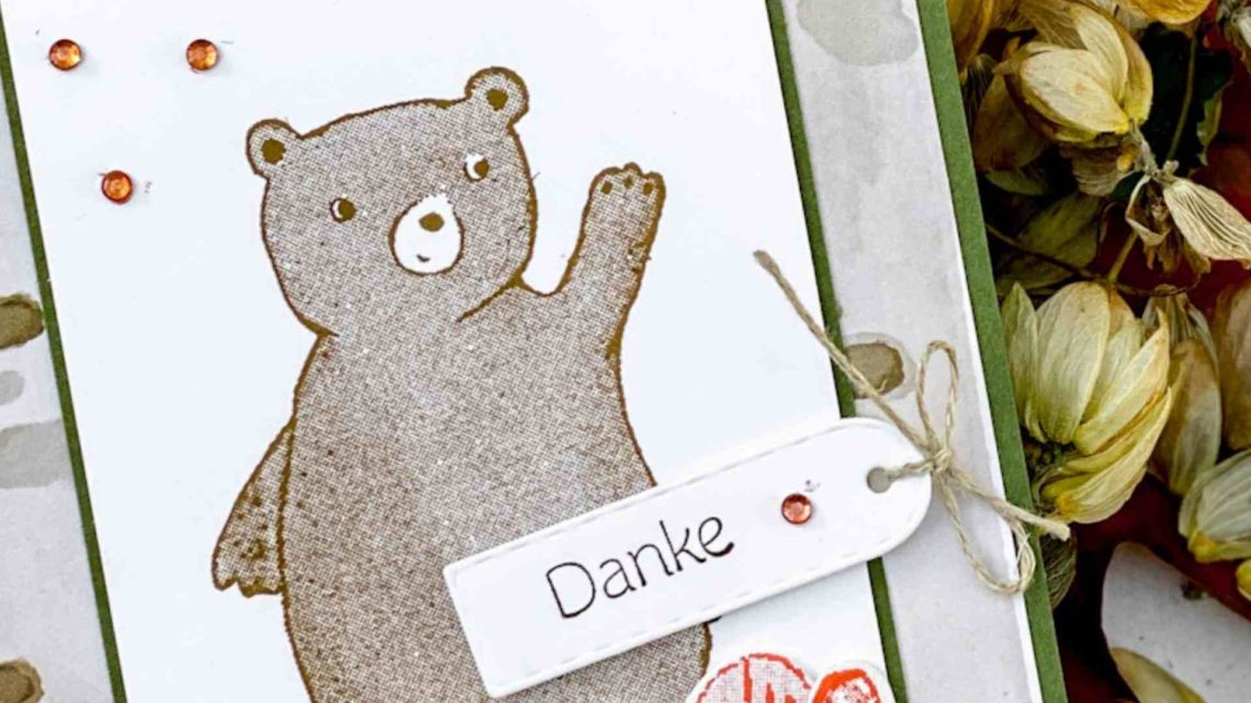 Vorschaubild einer Grußkarte mit einem Bären und einem Danke-Spruch, gestempelt mit dem Stempelset Waldfreunde von Stampin' Up!